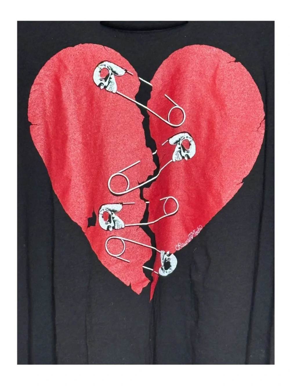 new Lauren Moshi ❤︎︎ Punky Brewster’s Myra Safety Pin Heart Tee ❤︎︎ Black ❤︎︎ XL